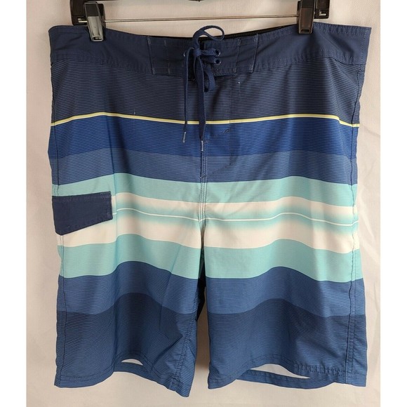 Sonoma Goods for Life Men's (36) Blue Striped Swimming Board Shorts - Picture 1 of 8